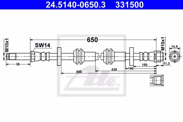 Przewód hamulcowy przód audi a6 11- 24514006503 ATE