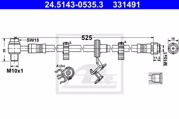 Przewod ham elast przod lewy 24514305353 ATE