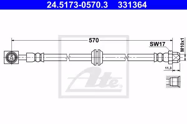 Шланг гальмівний mini cooper 03- /l+p/ 24517305703 ATE