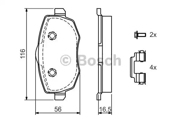 Комплект гальмівних накладок, дискове гальмо 0986424793 BOSCH