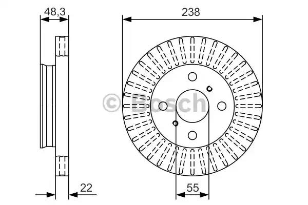 Bosch диск гальм. передн. toyota corolla  97- 0986479A63 BOSCH