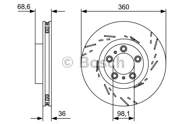 Диск гальмівний porsche panamera fr 3.0-4.8 09-16 - кратн. 1 шт 0986479D23 BOSCH