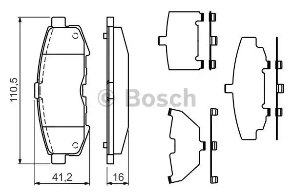 Комплект гальмівних накладок, дискове гальмо 0986494319 BOSCH