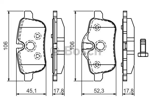 Комплект гальмівних накладок, дискове гальмо 0986494450 BOSCH
