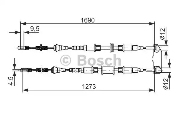 Bosch opel трос ручного гальма задній astra 92- 1987477129 BOSCH