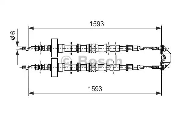 Гальмівний трос дискові 1593mm opel astra g r 1987477527 BOSCH