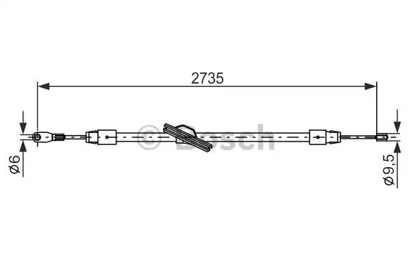 Bosch db трос ручного гальма середній c203 1987477845 BOSCH
