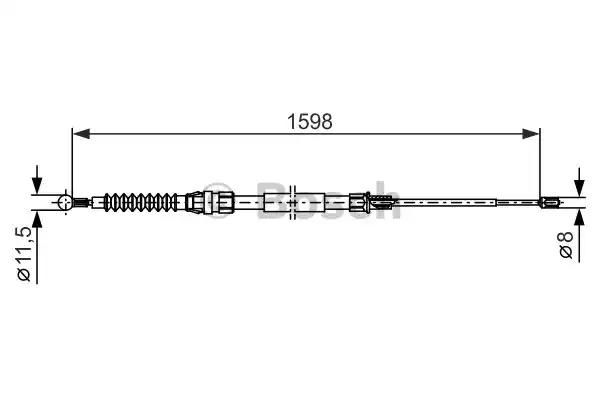 Трос стояночного гальма задн лів/прав 1598мм/827мм vw jetta iv... 1987482379 BOSCH