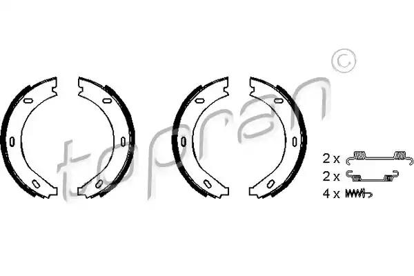 Комплект гальмівних колодок, стоянкове гальмо 401021 TOPRAN
