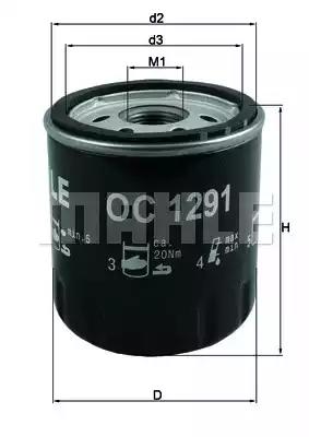 Фільтр масляний audi seat skoda vw 14 OC1291 MAHLE KNECHT