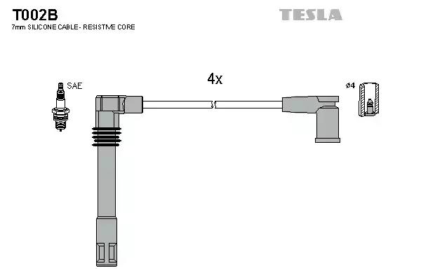 Провід високовольтні к-кт skoda octavia i 1.8i  tesla blatna T002B TESLA