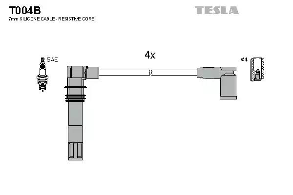 Кабель запалювання к-кт tesla vag 00- 14 T004B TESLA