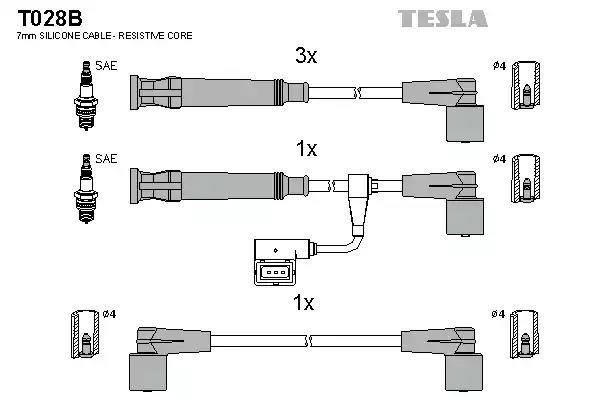 Комплект кабелiв запалювання T028B TESLA