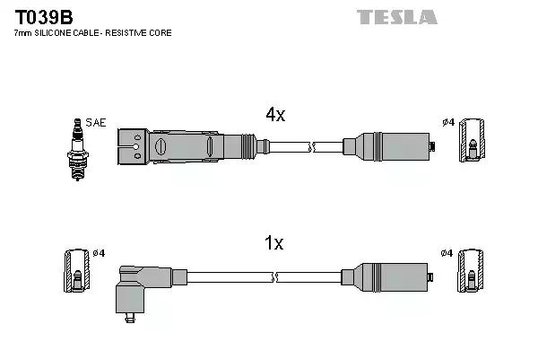 Кабель запалювання к-кт tesla audi 100a6 90-97 20 T039B TESLA