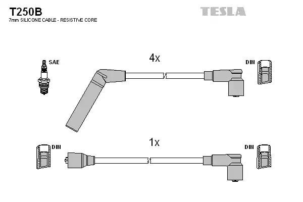 Кабель запалювання к-кт tesla mitsubishi colt lancer 80-94 12 T250B TESLA