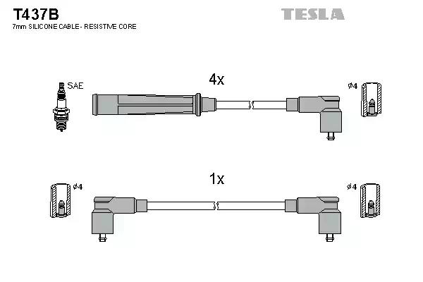 Кабель запалювання к-кт tesla bmw 75-90 e21 T437B TESLA