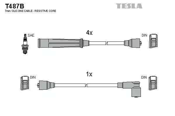 Кабель запалювання к-кт tesla mitsubishi galant 80-87 16 T487B TESLA