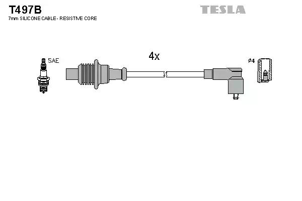 Провід високовольтний комплект citroen jumper i/ fiat ducato 94- 2.0i ... T497B TESLA