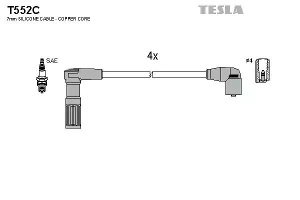 Кабель запалювання к-кт tesla citroenpeugeotfiatlancia 89- 14 T552C TESLA