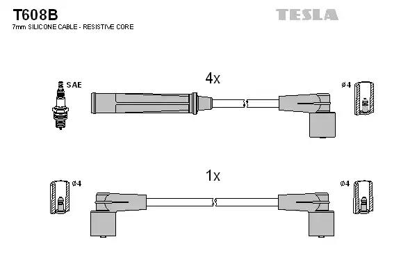 Кабель запалювання к-кт tesla volvo 740940960 83-93 20 T608B TESLA