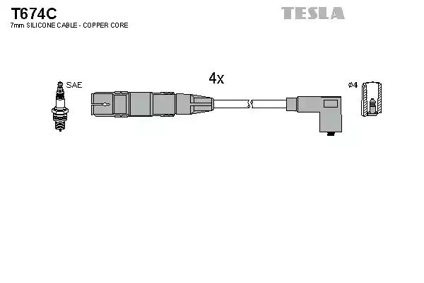 Провід високовольтний комплект skoda octavia i 1.6 2.0i/ vw t5 2.0i ... T674C TESLA