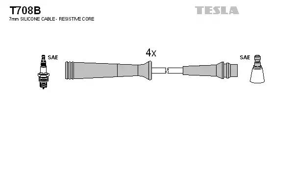 Комплект кабелiв запалювання T708B TESLA