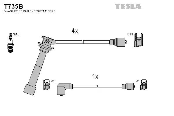 Кабель запалювання к-кт tesla suzuki baleno swift 89-99 13 T735B TESLA