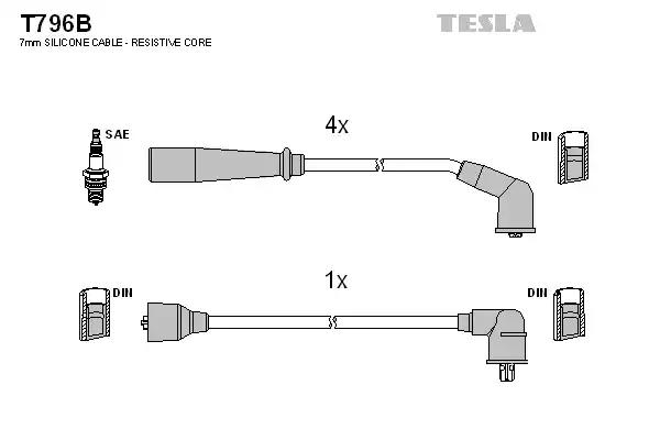 Комплект кабелiв запалювання T796B TESLA