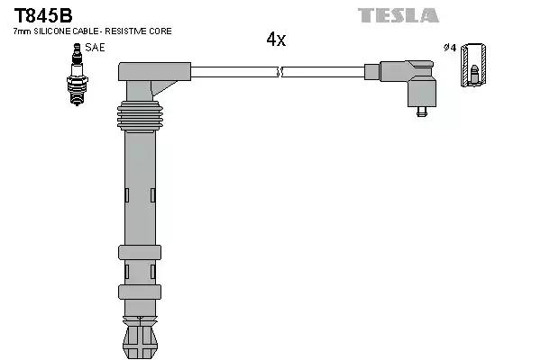 Кабель запалювання к-кт tesla lancia fiat 95-01 doblo 01-16 T845B TESLA