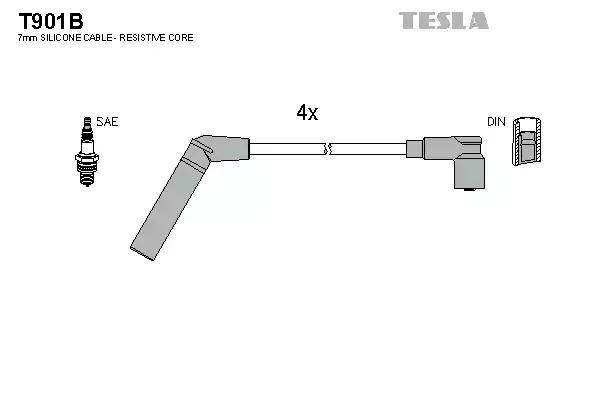 Кабель запалювання к-кт tesla mitsubishi colt lancer 86-03 13 T901B TESLA