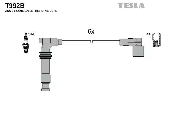 Провід високовольтний комплект opel omega b 2.5 3.0i  tesla blatna T992B TESLA