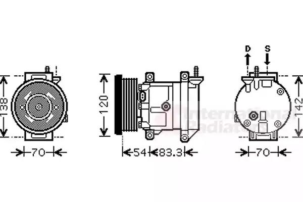 Компресор кондиціонера chevrolet aveo lacetti nubira вир-во van wezel 8100K071 VAN WEZEL