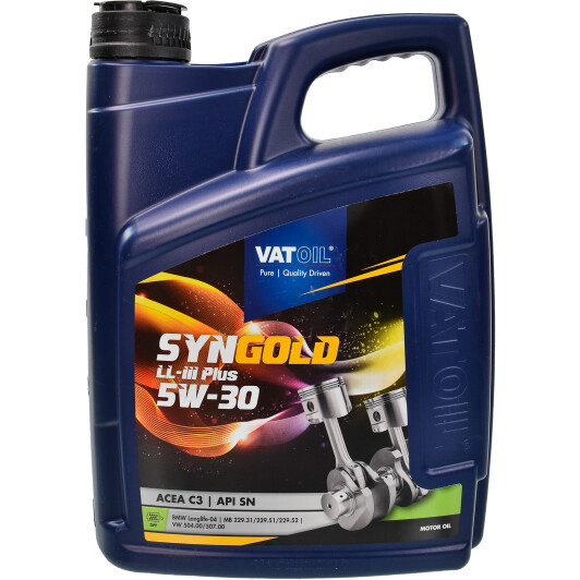 Моторна олива vatoil syngold ll-iii plus 5w30 / 5л. / acea c3-12 api sn vw... 50642 VATOIL