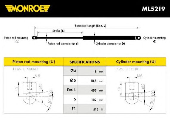 Амортизатор багажника monroe ML5219 MONROE