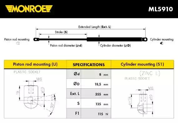 Амортизатор багажника monroe ML5910 MONROE