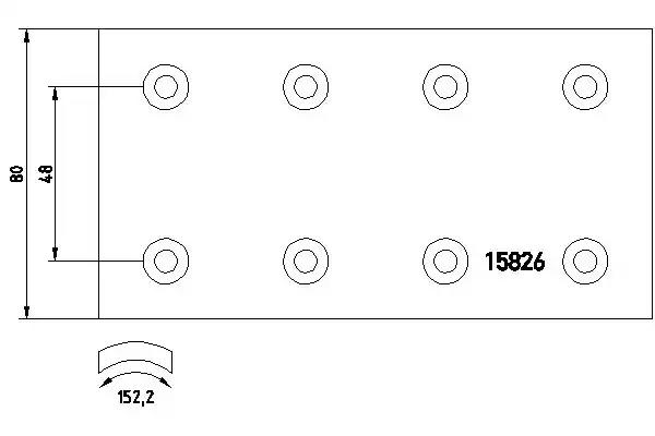 Комплект гальмівних накладок, барабанне гальмо 1582602 TEXTAR