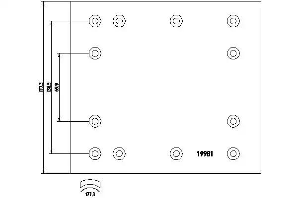Комплект гальмівних накладок, барабанне гальмо 1998101 TEXTAR