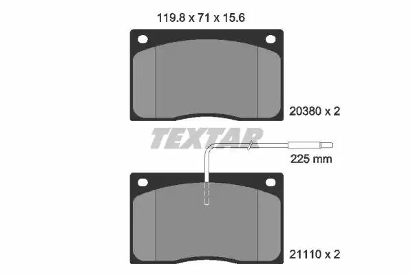 Комплект гальмівних накладок, дискове гальмо 2038002 TEXTAR