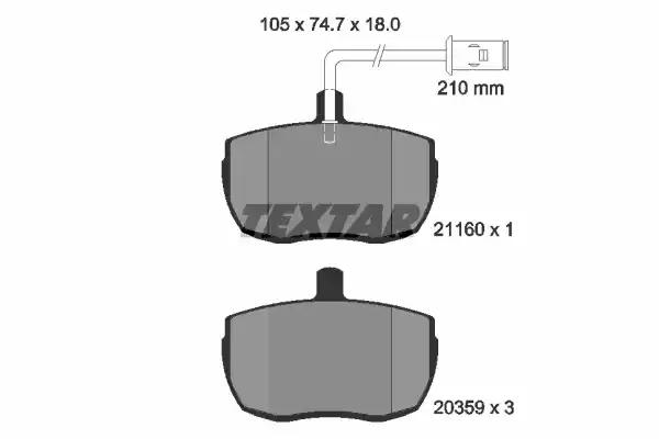 Комплект гальмівних накладок, дискове гальмо 2116002 TEXTAR