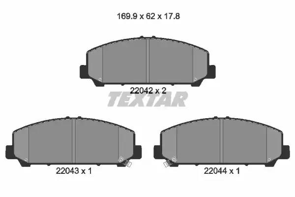 Комплект гальмівних накладок, дискове гальмо 2204201 TEXTAR