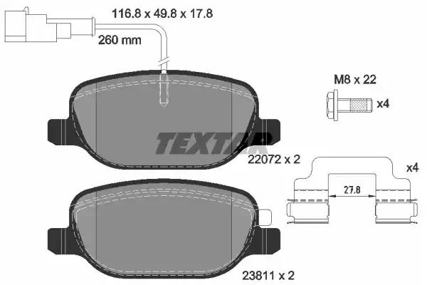 Комплект гальмівних накладок, дискове гальмо 2207201 TEXTAR