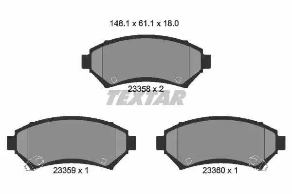 Комплект гальмівних накладок, дискове гальмо 2335801 TEXTAR