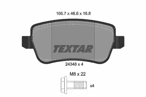 Комплект гальмівних накладок, дискове гальмо 2434801 TEXTAR