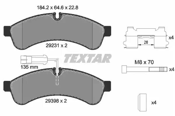 Комплект гальмівних накладок, дискове гальмо 2923103 TEXTAR