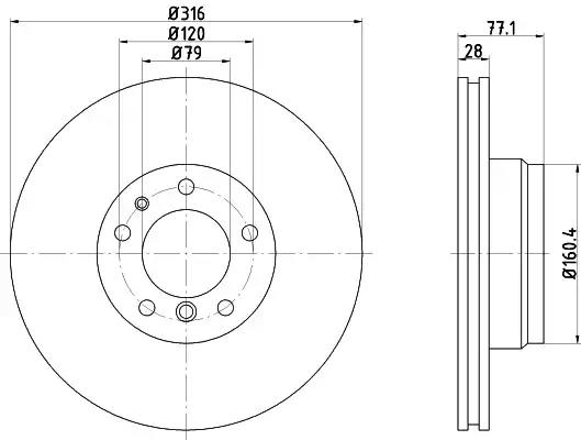 Tarcza ham przod 316x28 v 92071405 TEXTAR