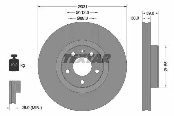 Диск гальмівний audi a6/a8 f d=321mm 02-12 92132305 TEXTAR