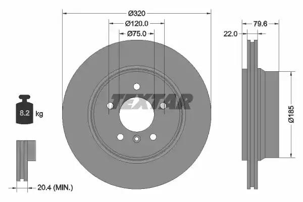 Диск гальмівний bmw x3e83 r d=320mm 03-11 92141603 TEXTAR