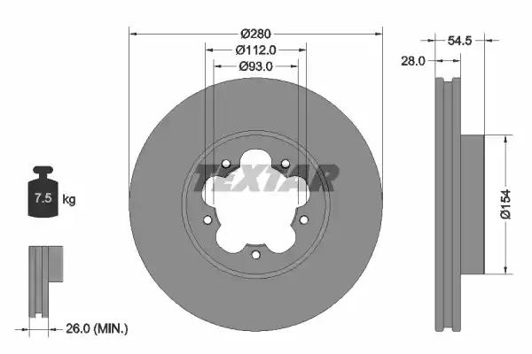 Диск гальмівний ford transit f d=280mm 06-14 92151803 TEXTAR