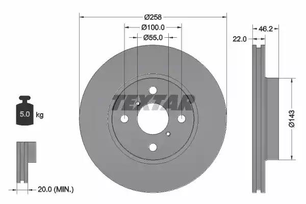 Tarcza ham przod 258x22 v 92164203 TEXTAR