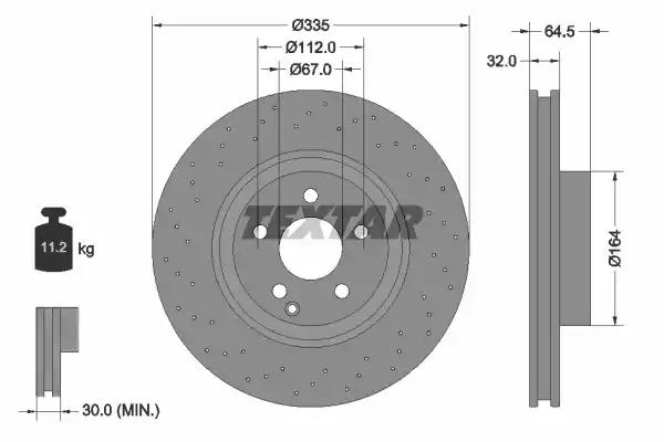 Диск гальмівний mercedes sw221 f d=335mm 05 92171905 TEXTAR